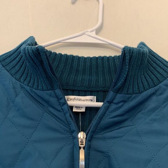 Croft and Barrow teal sweater/jacket Size XL NWT Full front zip - Picture 4 of 7